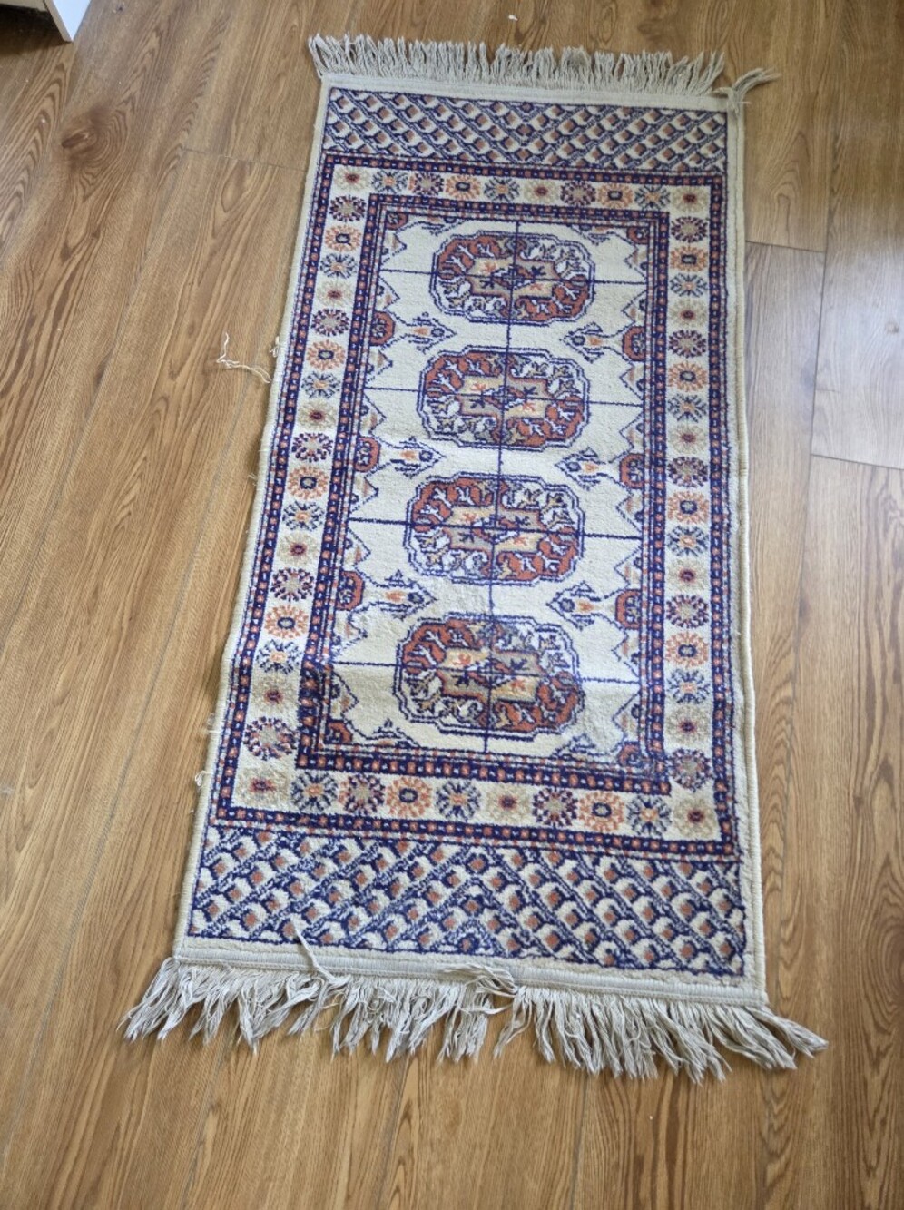 Vintage Hand-Knotted Wool Runner Rug - 2' x 4' Tribal Medallion Boho